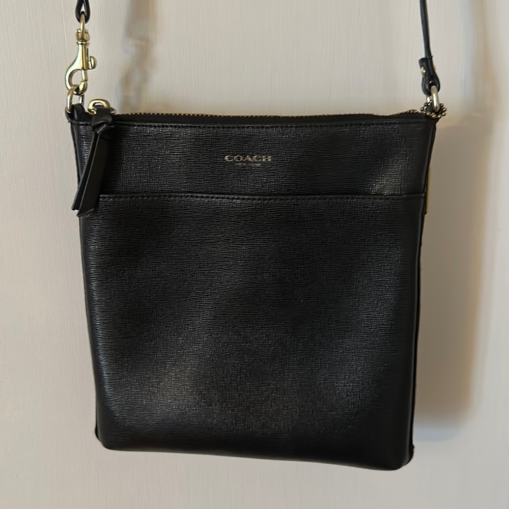 Coach leather small cross body bag, black
